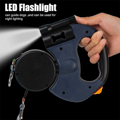 Dual Pet Leash: 360° Swivel & Lights