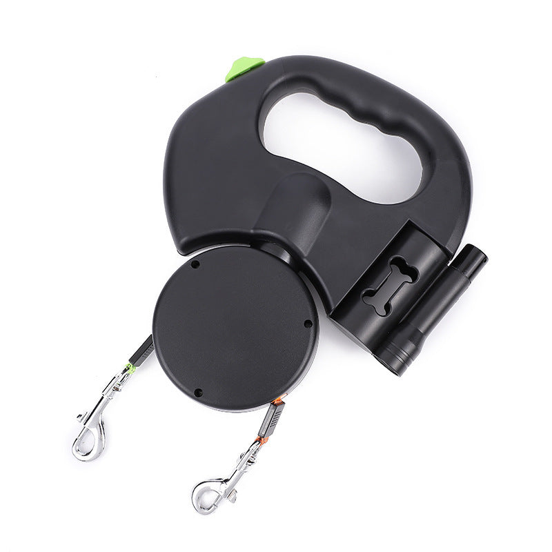 Dual Pet Leash: 360° Swivel & Lights