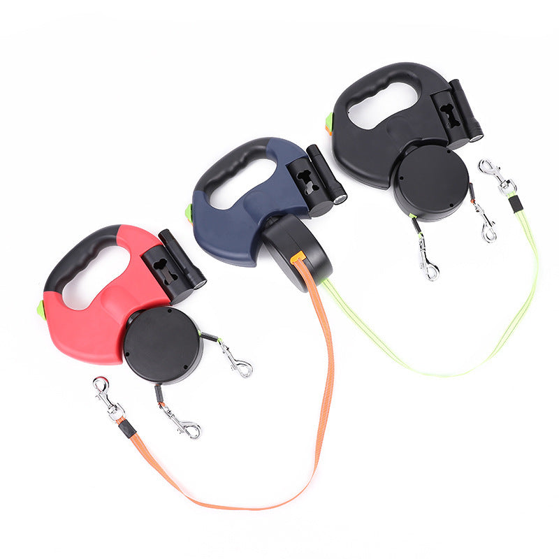 Dual Pet Leash: 360° Swivel & Lights